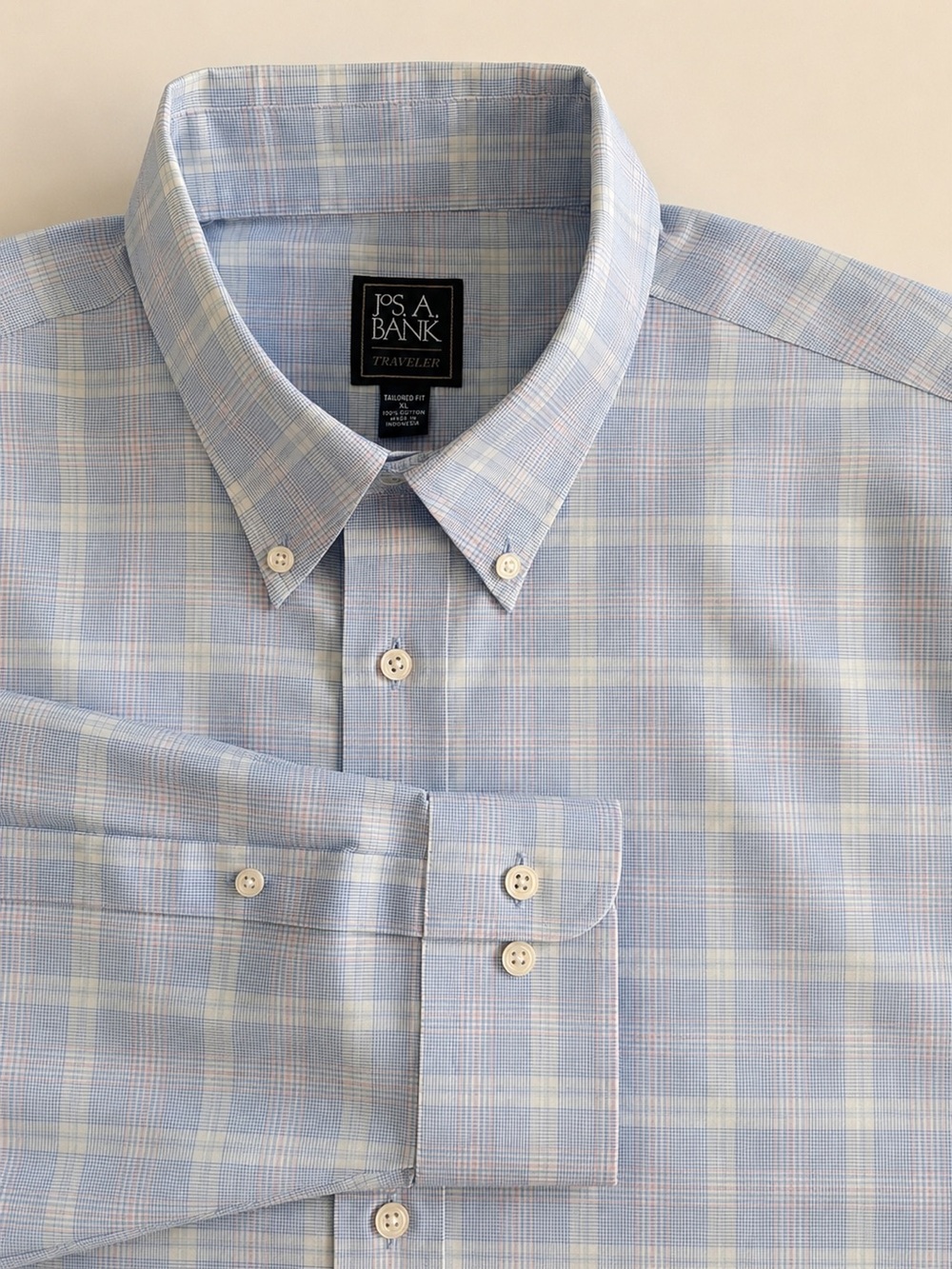 Jos. A. Bank Light Blue Plaid Dress Shirt - XL